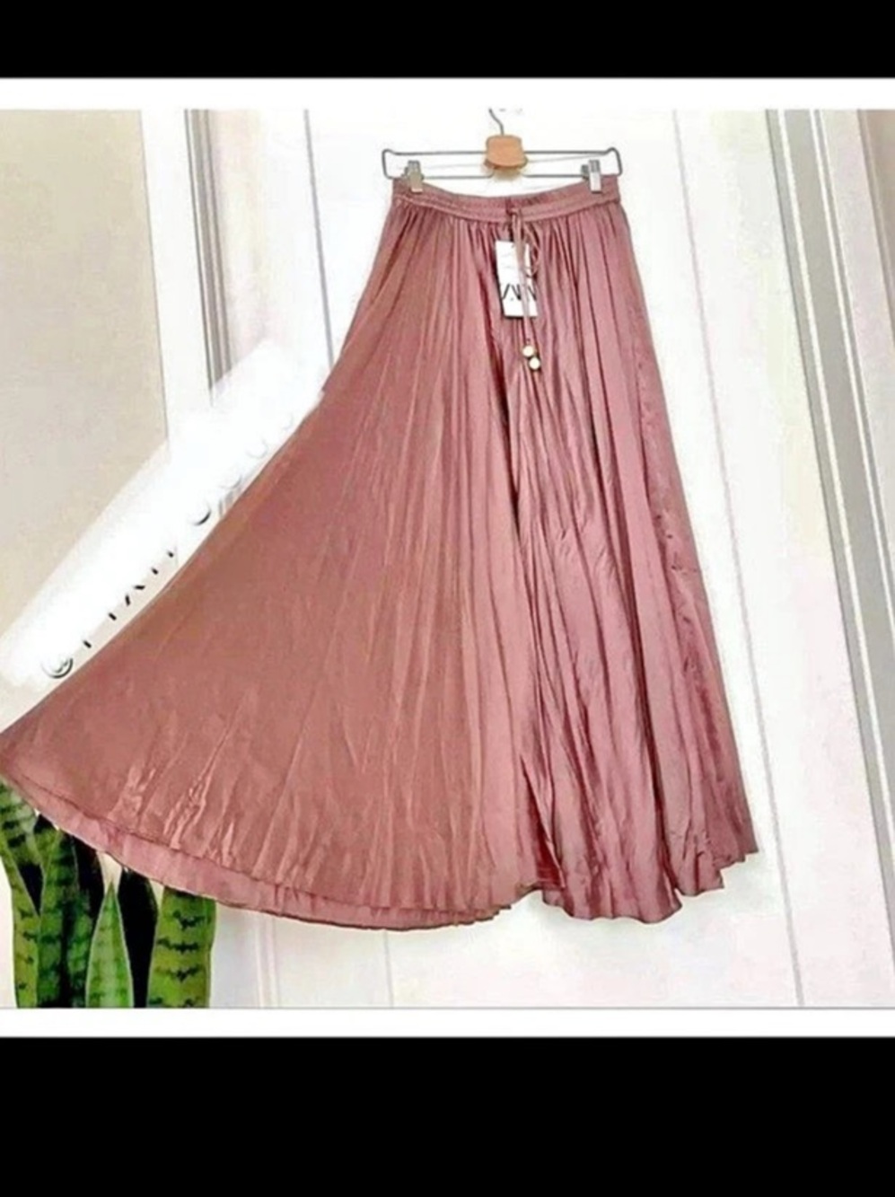 ZARA Pleated Maxi Skirt in Brown Size Small NWT